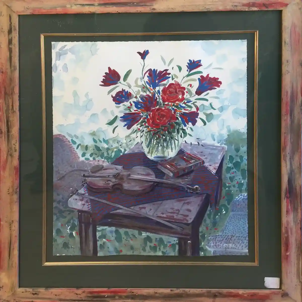 Violin impressionist still life picture